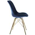 Set 2 Sillas Modernas Terciopelo Azul Patas Metal Oro Aroan