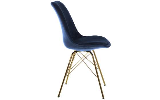 Set 2 Sillas Modernas Terciopelo Azul Patas Metal Oro Aroan