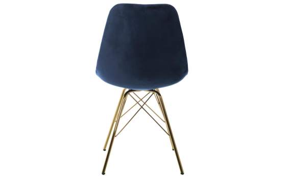 Set 2 Sillas Modernas Terciopelo Azul Patas Metal Oro Aroan