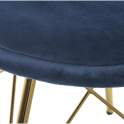 Set 2 Sillas Modernas Terciopelo Azul Patas Metal Oro Aroan