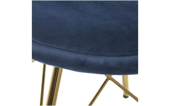 Set 2 Sillas Modernas Terciopelo Azul Patas Metal Oro Aroan