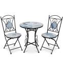 Set 2 sillas y mesa de forja y serigrafías azulonas Audyn