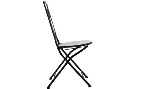 Set 2 sillas y mesa de forja y serigrafías azulonas Audyn