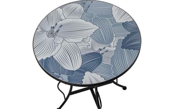 Set 2 sillas y mesa de forja y serigrafías azulonas Audyn