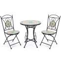 Set 2 sillas y mesa de forja y serigrafías colores Audyn