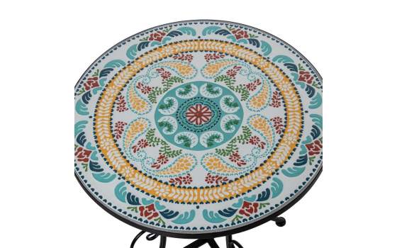 Set 2 sillas y mesa de forja y serigrafías colores Audyn