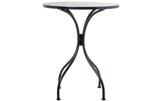 Set 2 Sillas y Mesa Forja Negra Ceramica Blanca Exterior Audyn