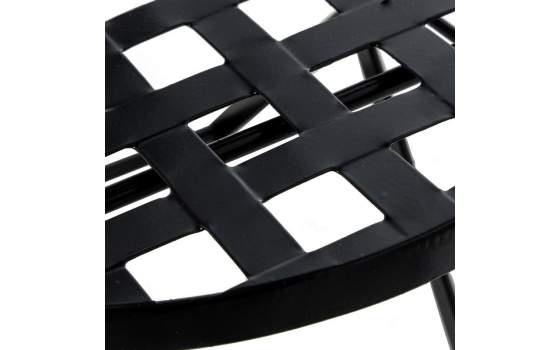 Set 2 Sillas y Mesa Forja Negra Ceramica Blanca Exterior Audyn