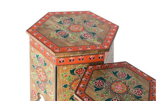 Set 2 Taburetes Pintados a Mano en Colores Serie Atucha