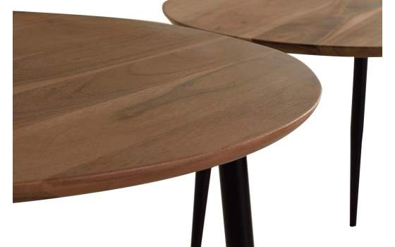 Set 3 Mesas Auxiliares Industrial Madera Acacia y Forja Amando