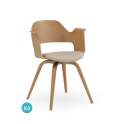 Set 4 Sillones Actuales Madera Natural y Cojin Aldegati