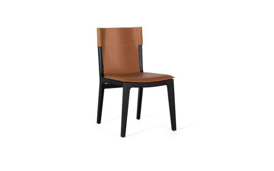 Set de 2 Sillas Eco Piel y Madera Marron Negro Barust