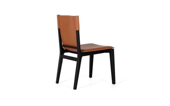 Set de 2 Sillas Eco Piel y Madera Marron Negro Barust