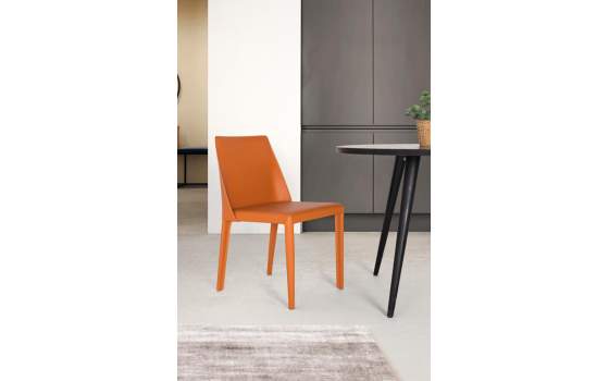 Set de 2 Sillas Eco Piel y Metal Naranja Serie Barust