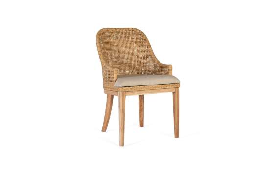 Set de 2 Sillas Madera y Rattan Natural con Cojín Shimla