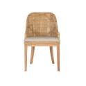 Set de 2 Sillas Madera y Rattan Natural con Cojín Shimla
