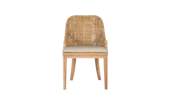 Set de 2 Sillas Madera y Rattan Natural con Cojín Shimla