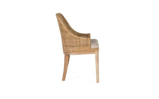 Set de 2 Sillas Madera y Rattan Natural con Cojín Shimla