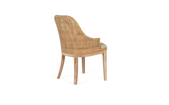 Set de 2 Sillas Madera y Rattan Natural con Cojín Shimla