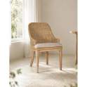 Set de 2 Sillas Madera y Rattan Natural con Cojín Shimla
