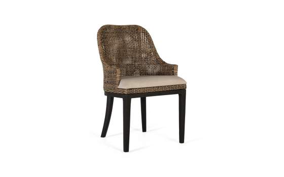 Set de 2 Sillas Madera y Rattan Natural Glaseado Nogal Shimla