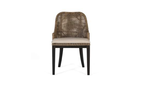 Set de 2 Sillas Madera y Rattan Natural Glaseado Nogal Shimla