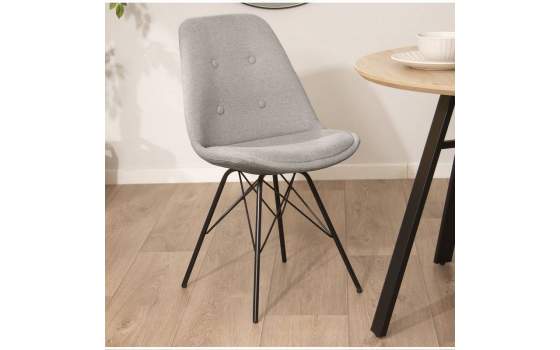 Set de 2 Sillas Modernas Tapizadas Gris Patas Metalicas Arenda