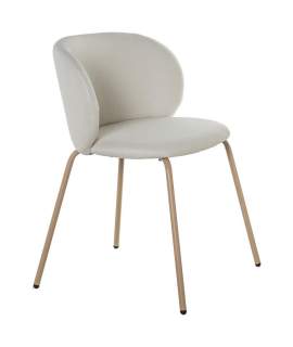 Set de 2 Sillas Tapizadas Beige Patas Metal Serie Agaz