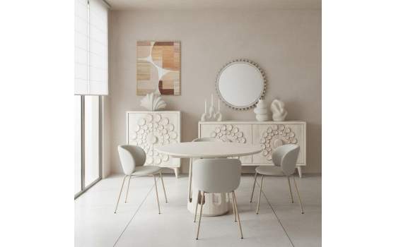 Set de 2 Sillas Tapizadas Beige Patas Metal Serie Agaz