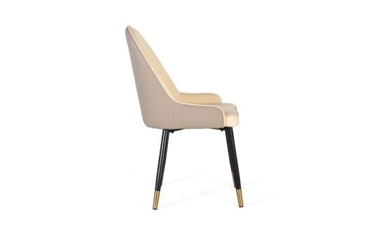 Set de 4 Sillas Elegantes Cuero Sintetico Beige y Acero Alkiza