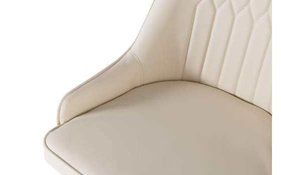 Set de 4 Sillas Elegantes Cuero Sintetico Beige y Acero Alkiza