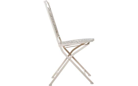 Set de Mesa Redonda y 2 Sillas en Forja Blanca y Ceramica Audyn