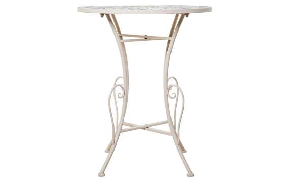 Set de Mesa Redonda y 2 Sillas en Forja Blanca y Ceramica Audyn