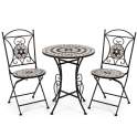 Set de Mesa Redonda y 2 Sillas en Forja y Cerámica Serie Audyn