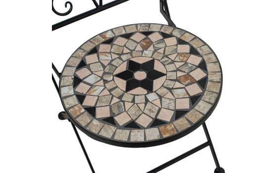 Set de Mesa Redonda y 2 Sillas en Forja y Cerámica Serie Audyn