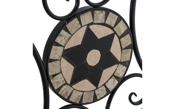 Set de Mesa Redonda y 2 Sillas en Forja y Cerámica Serie Audyn