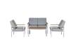 Set Sofa, 2 Sillones Mesa Aluminio Blanco Resina Serie Adarbe