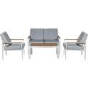 Set Sofa, 2 Sillones Mesa Aluminio Blanco Resina Serie Adarbe