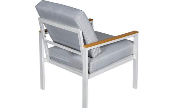 Set Sofa, 2 Sillones Mesa Aluminio Blanco Resina Serie Adarbe