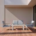 Set Sofa, 2 Sillones Mesa Aluminio Blanco Resina Serie Adarbe