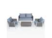 Set Sofa, 2 Sillones y Mesa Centro Aluminio Blanco Serie Accurti