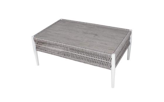 Set Sofa, 2 Sillones y Mesa Centro Aluminio Blanco Serie Accurti