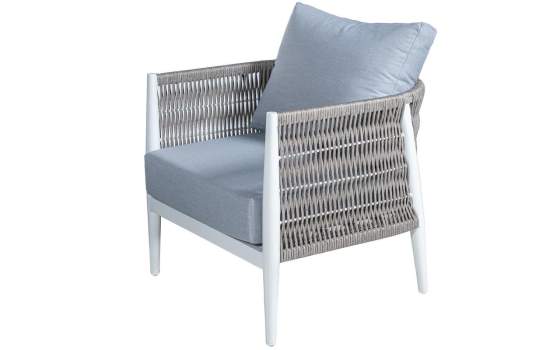 Set Sofa, 2 Sillones y Mesa Centro Aluminio Blanco Serie Accurti