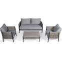 Set Sofa, 2 Sillones y Mesa de Centro Aluminio Gris Accurti