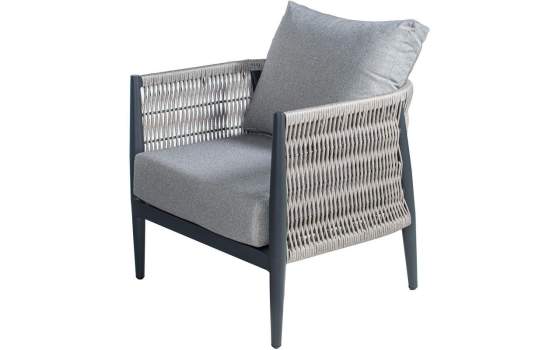 Set Sofa, 2 Sillones y Mesa de Centro Aluminio Gris Accurti