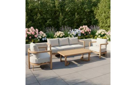 Set Sofa 3 Plazas, 2 Sillones y Mesa Actual Serie Aelst