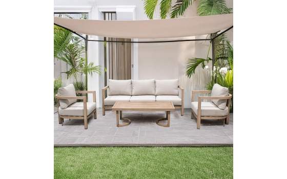 Set Sofa 3 Plazas, 2 Sillones y Mesa Actual Serie Aelst