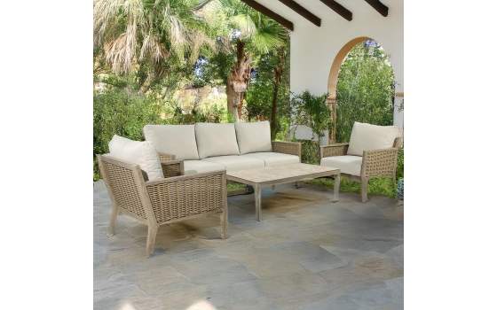 Set Sofa 3 Plazas, 2 Sillones y Mesa Aluminio Serie Aglirt