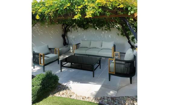 Set Sofa 3 Plazas, 2 Sillones y Mesa Serie Aglirt