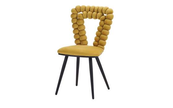Silla Moderna Metal Tapizada Mostaza Triangular Serie Nimpha